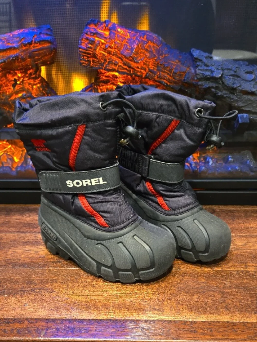Sorel Kids Black and Red Winter Boots 9